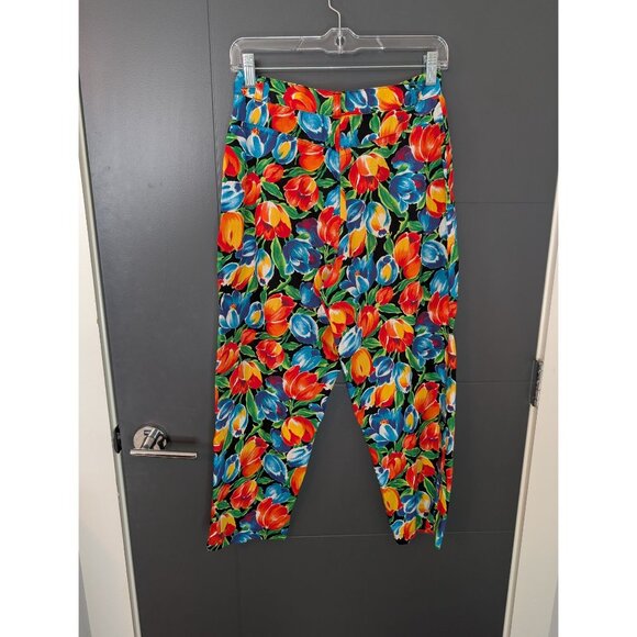 Gap Womens Floral High-Waisted Vibrant Tulip Print 100% Cotton Pants Size 9/10 - Picture 3 of 9